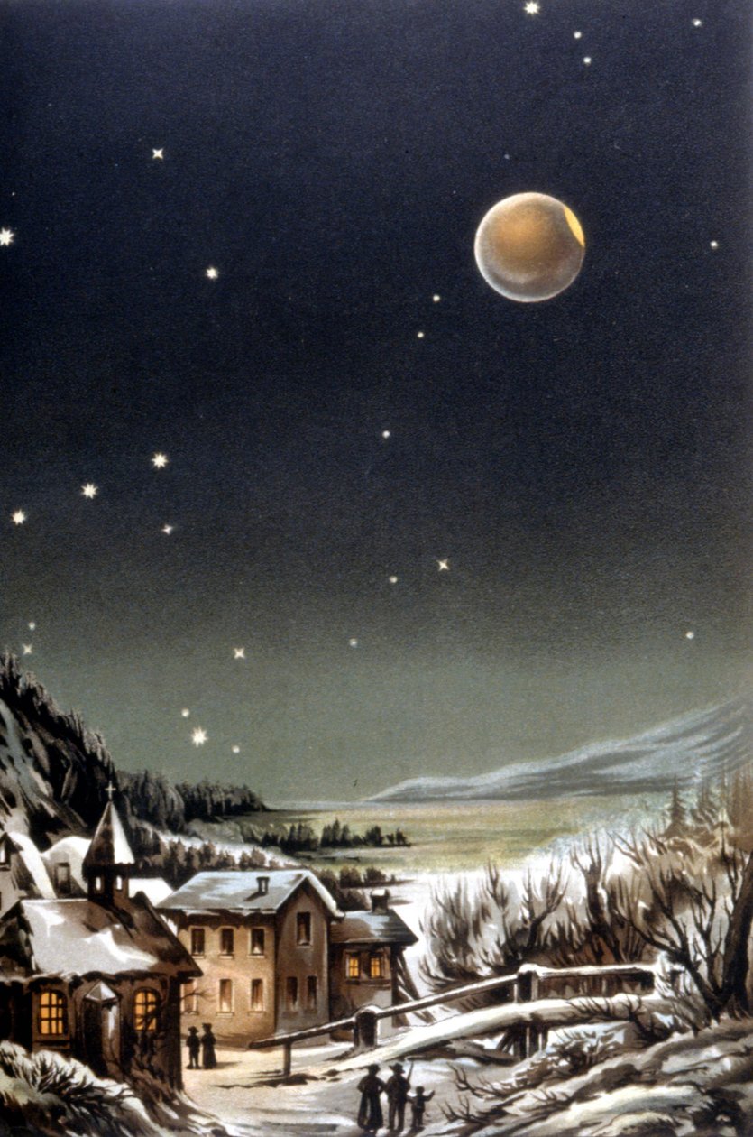 Éclipse totale de lune. Illustration du 19ème siècle - Unknown artist