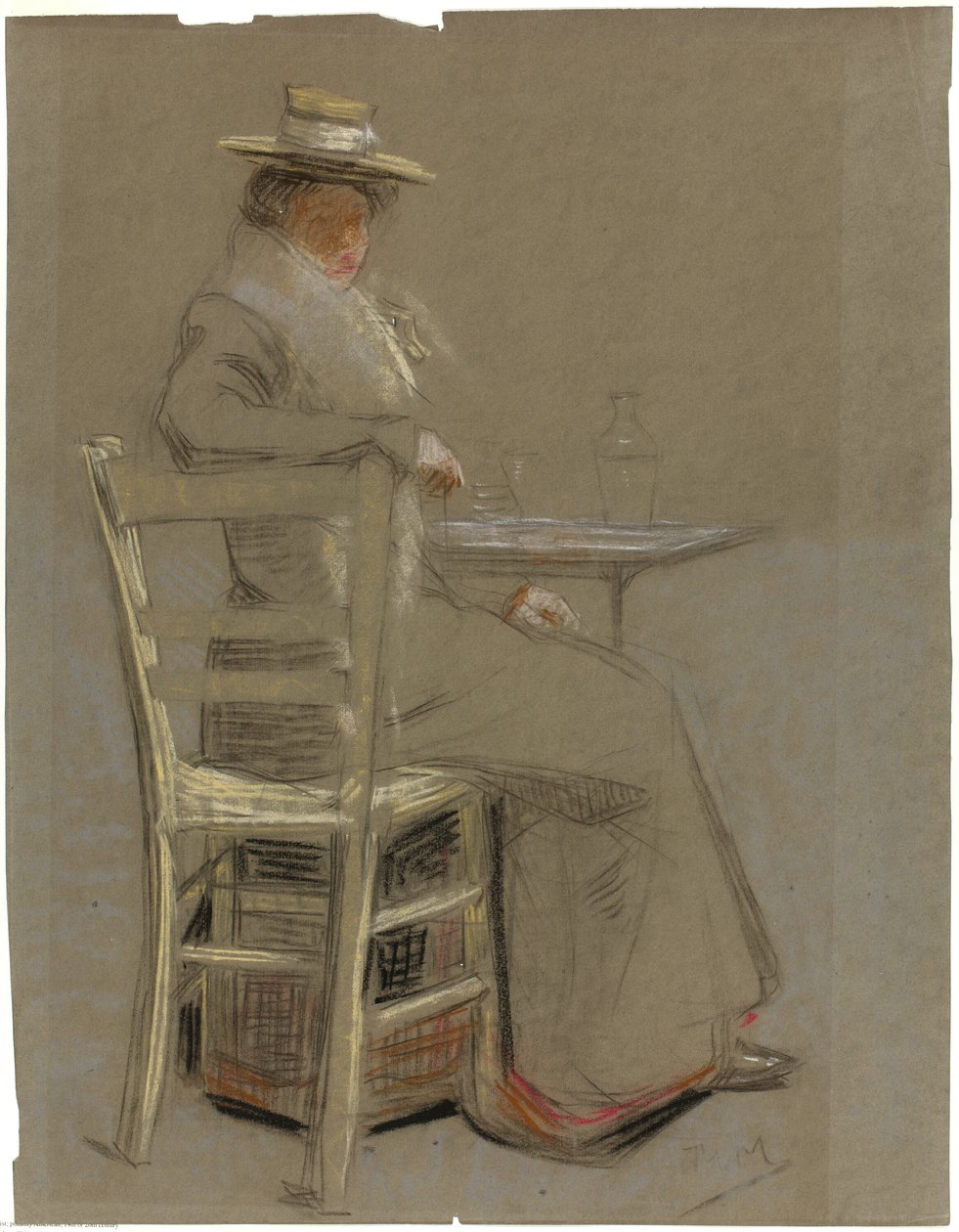Femme assise à une table - Unknown artist