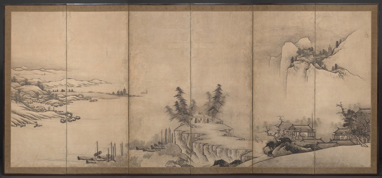 Pavillons chinois dans un paysage - Unkoku Toeki