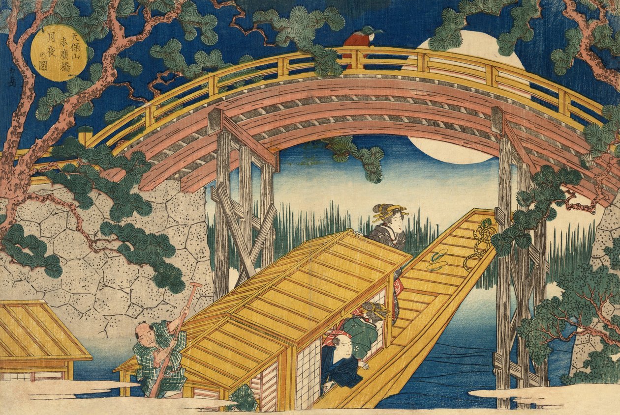 Pont Suihiro au clair de lune - Utagawa Kunisada