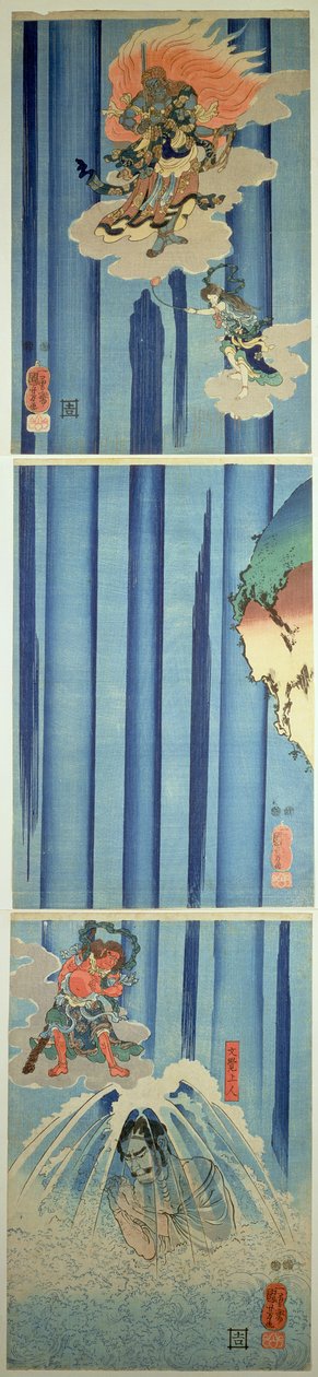 Mongaku Shonin sous la cascade, vers 1851 - Utagawa Kuniyoshi