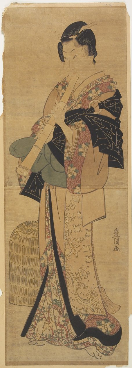 (Femme déguisée en prêtre mendiant) - Utagawa Toyokuni
