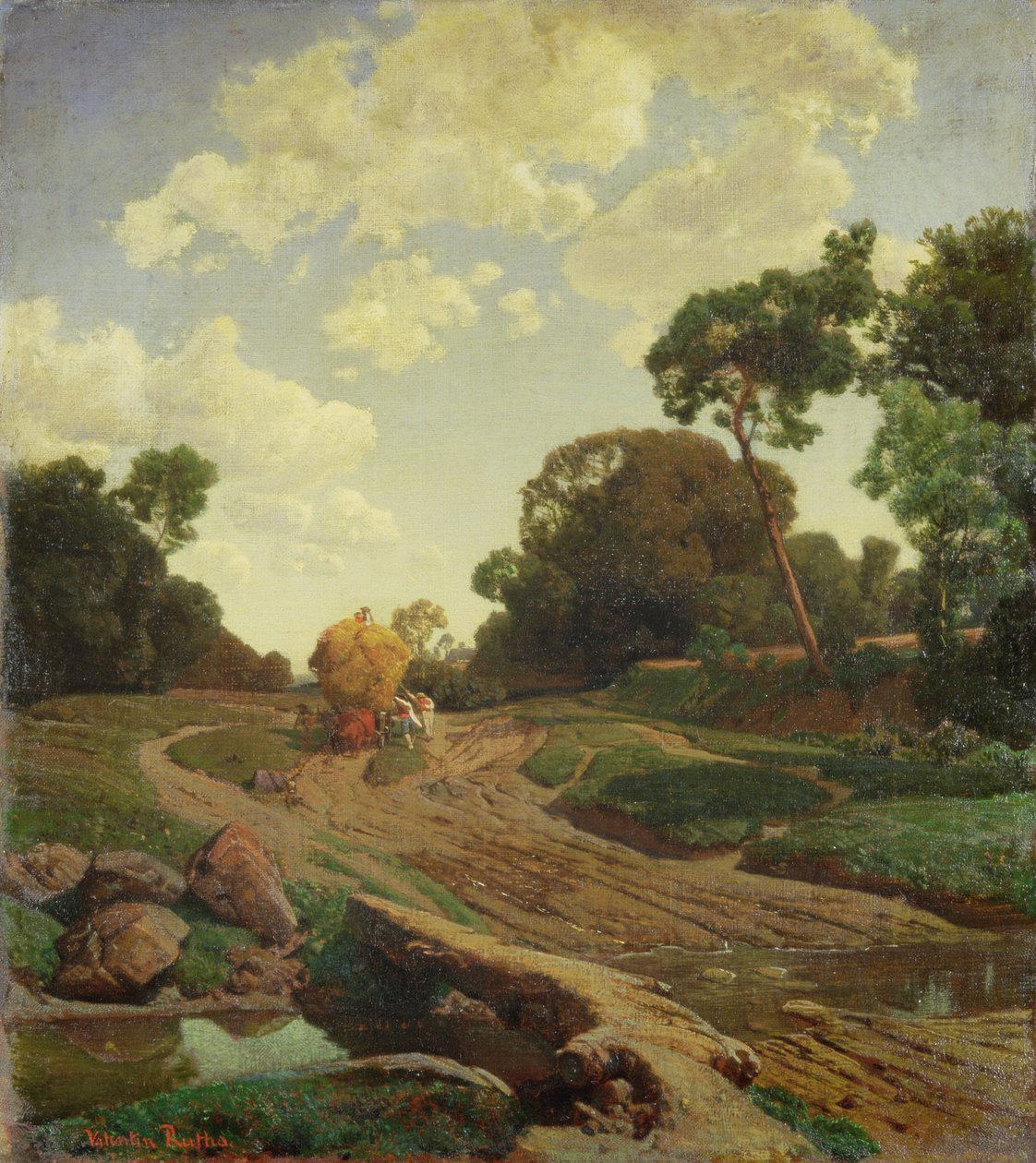 Paysage avec chariot de foin, vers 1858 - Valentin Ruths