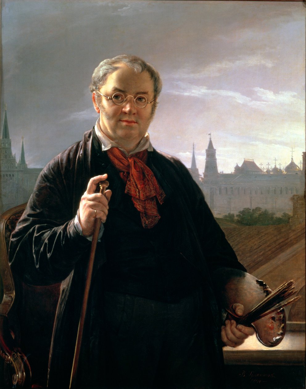 Autoportrait contre la fenêtre avec vue sur le Kremlin, 1846 - Vasili Andreevich Tropinin