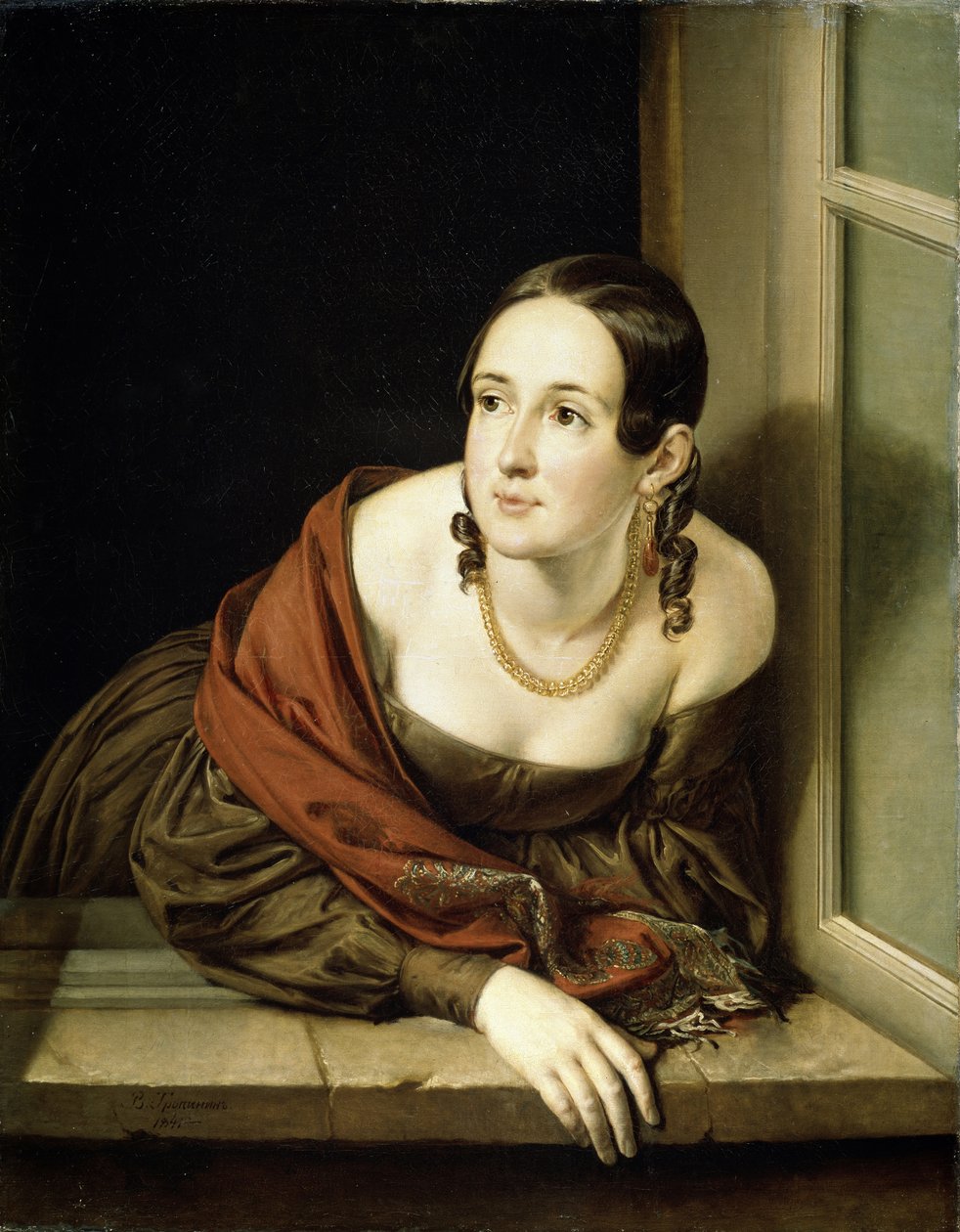 Femme à une fenêtre, 1841 - Vasili Andreevich Tropinin