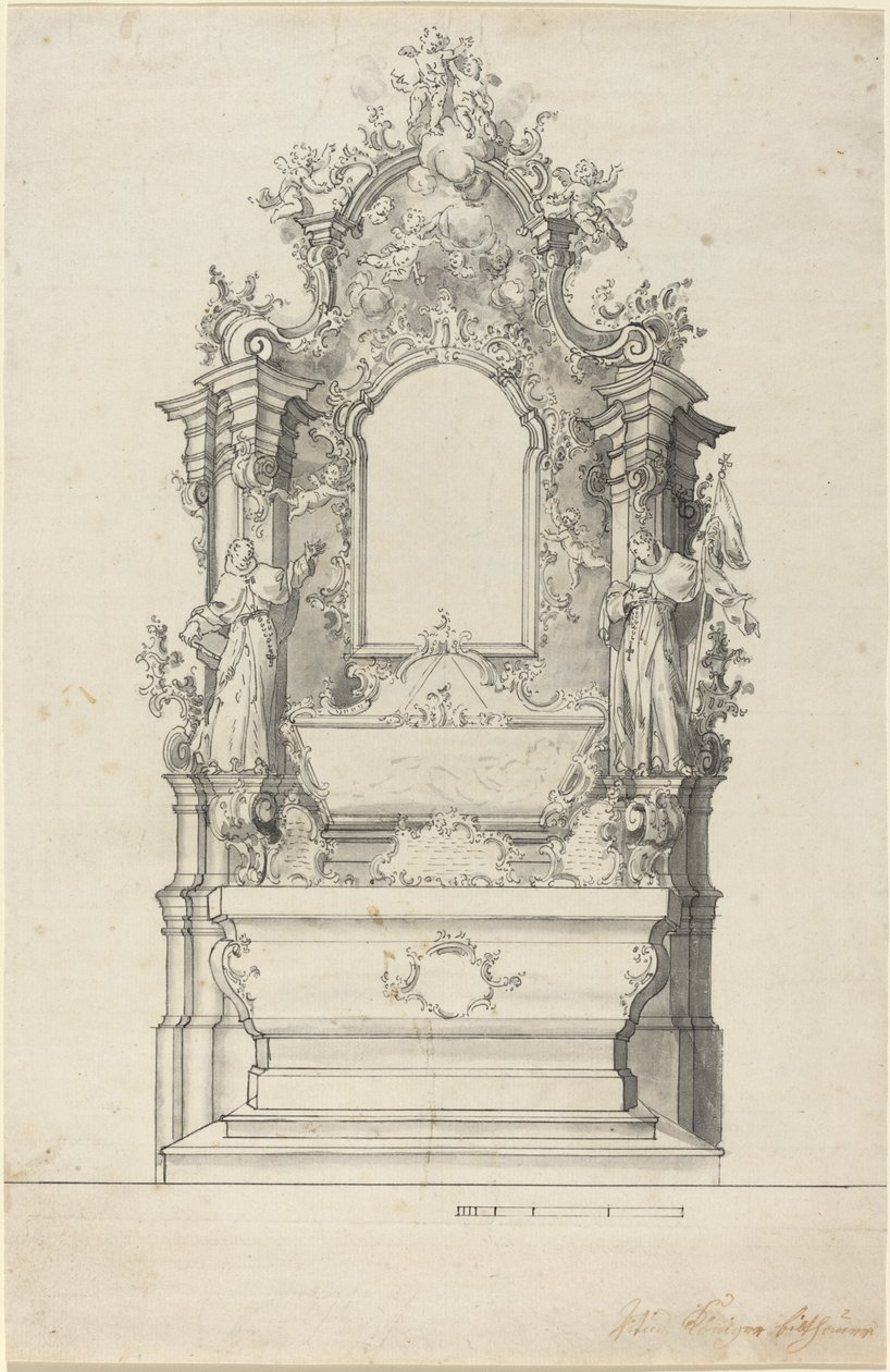 Autel rococo avec un tombeau reliquaire - Veit Königer