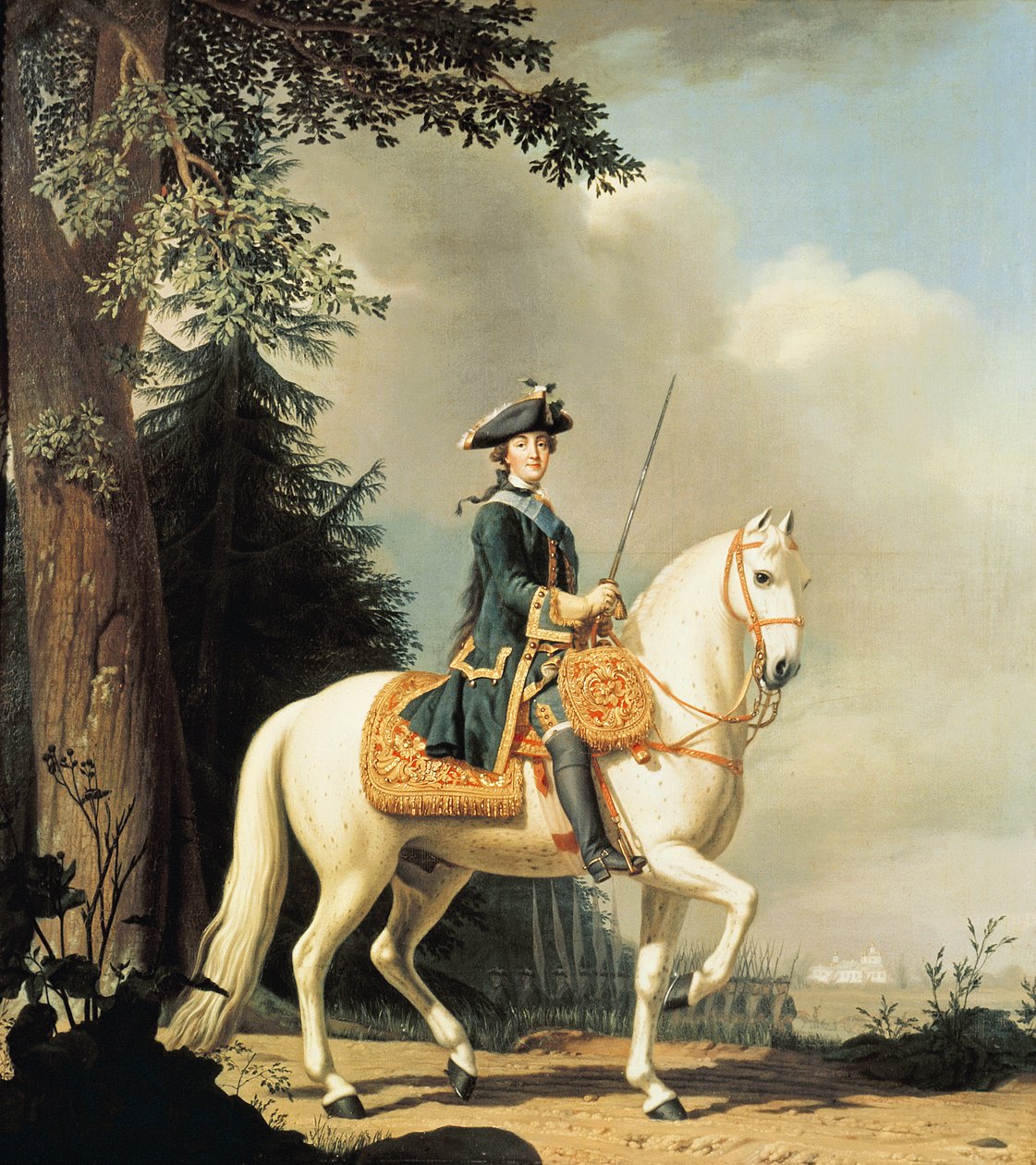 Portrait équestre de Catherine II (1729-96) la Grande de Russie - Vigilius Erichsen