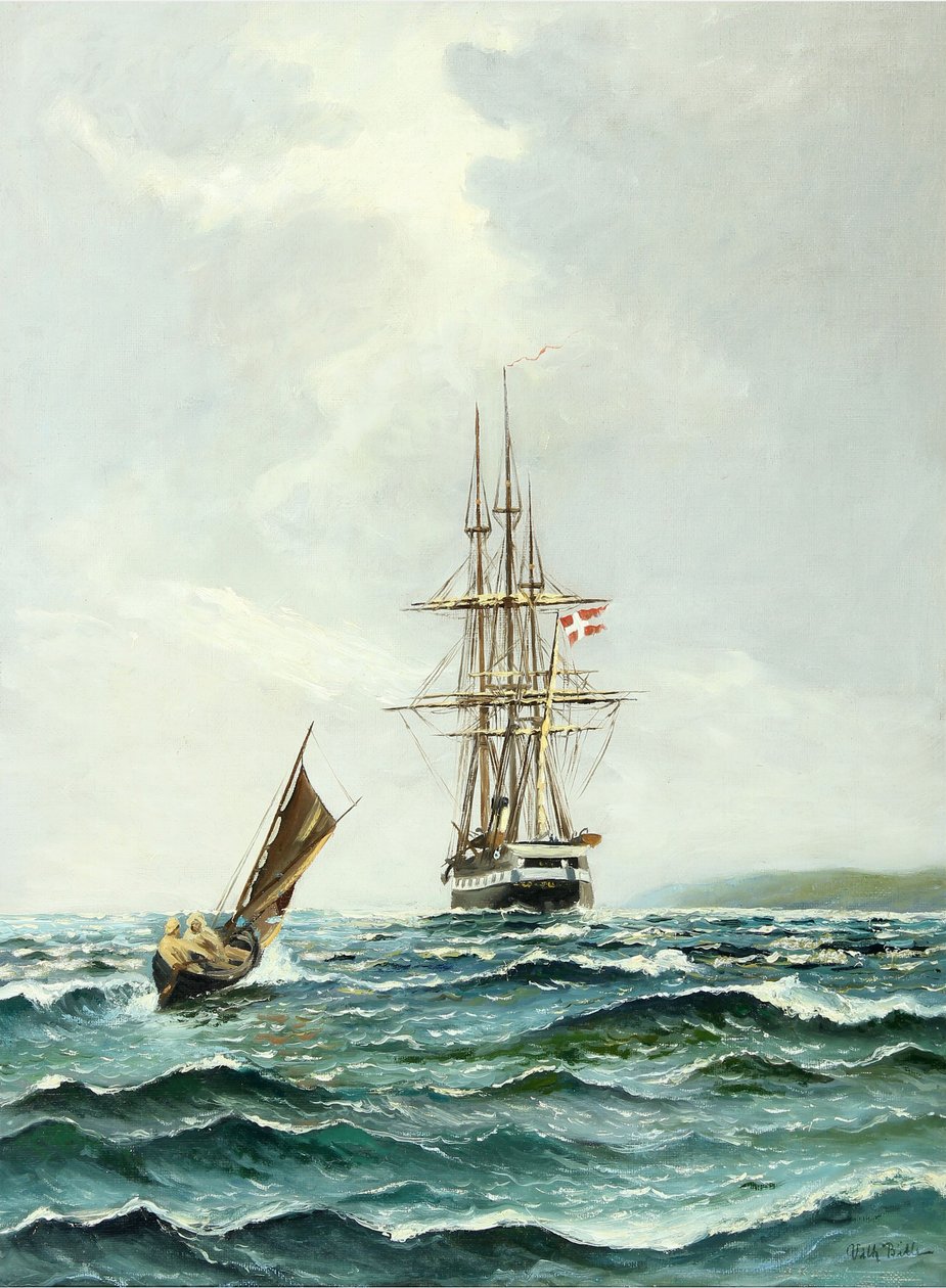 Paysage marin avec la frégate Jylland - Vilhelm Bille