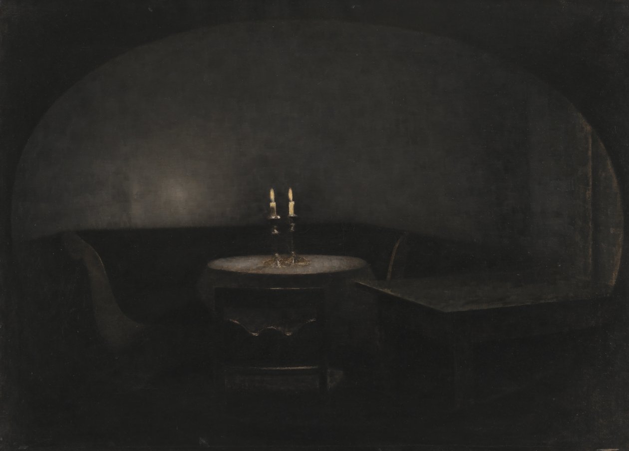 Intérieur. Lumière artificielle - Vilhelm Hammershøi