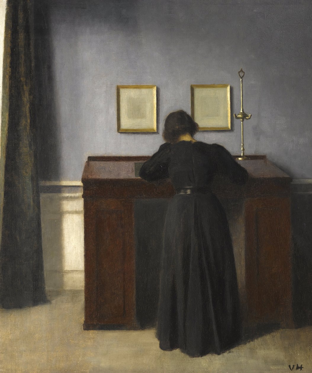 Ida debout à un bureau, 1900 - Vilhelm Hammershoi