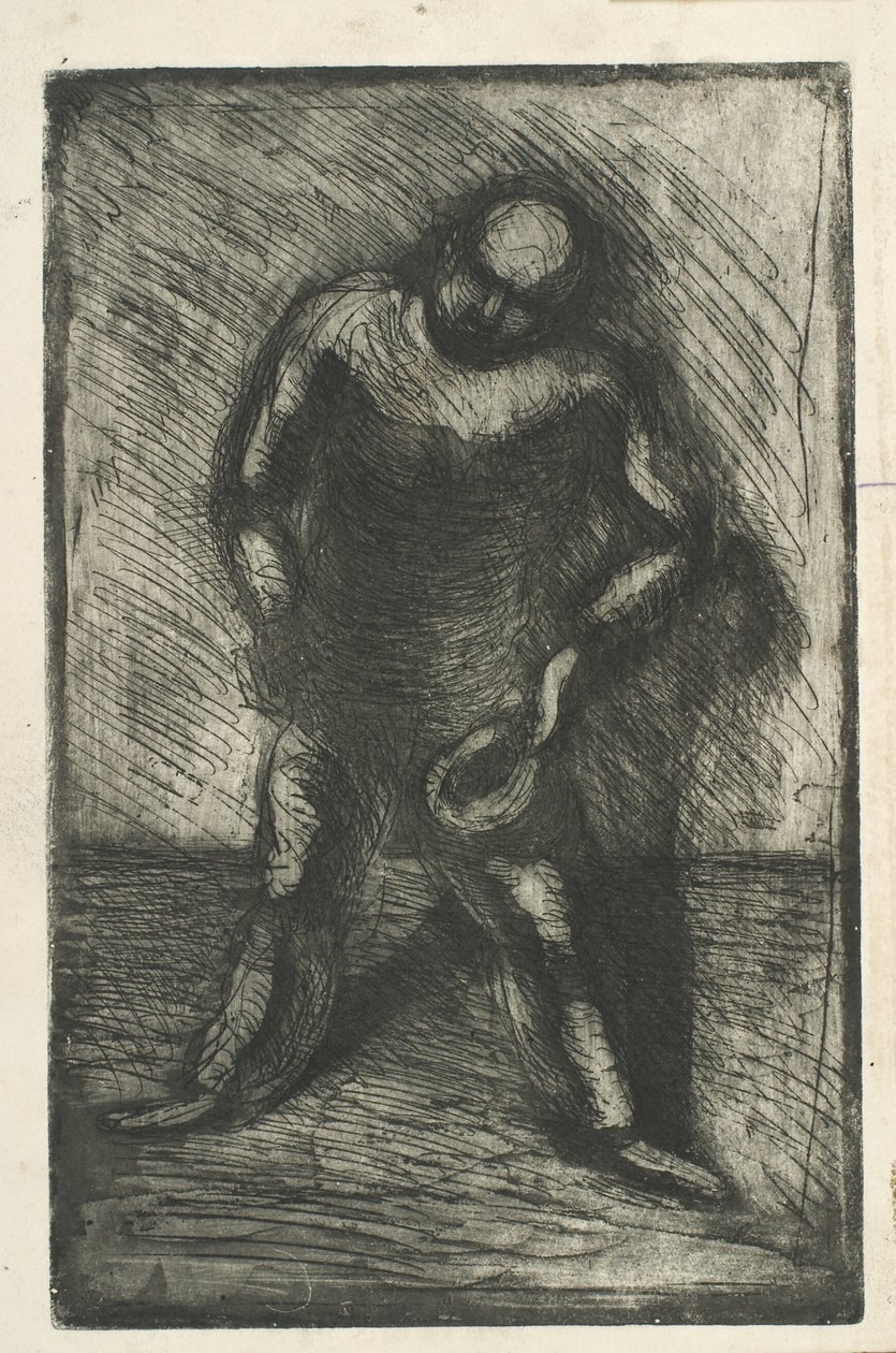Homme accroupi avec le chapeau à la main - Vilhelm Lundstrøm