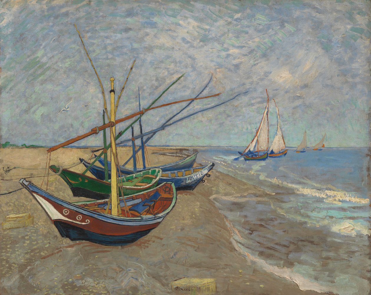 Bateaux de pêche sur la plage aux Saintes-Maries-de-la-Mer - Vincent van Gogh