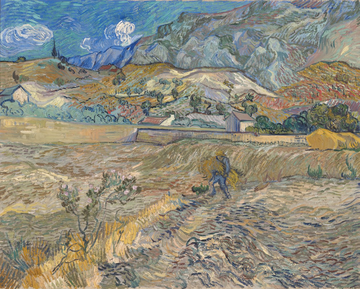 Paysage à Saint-Rémy (Champ clos avec paysan) - Vincent van Gogh