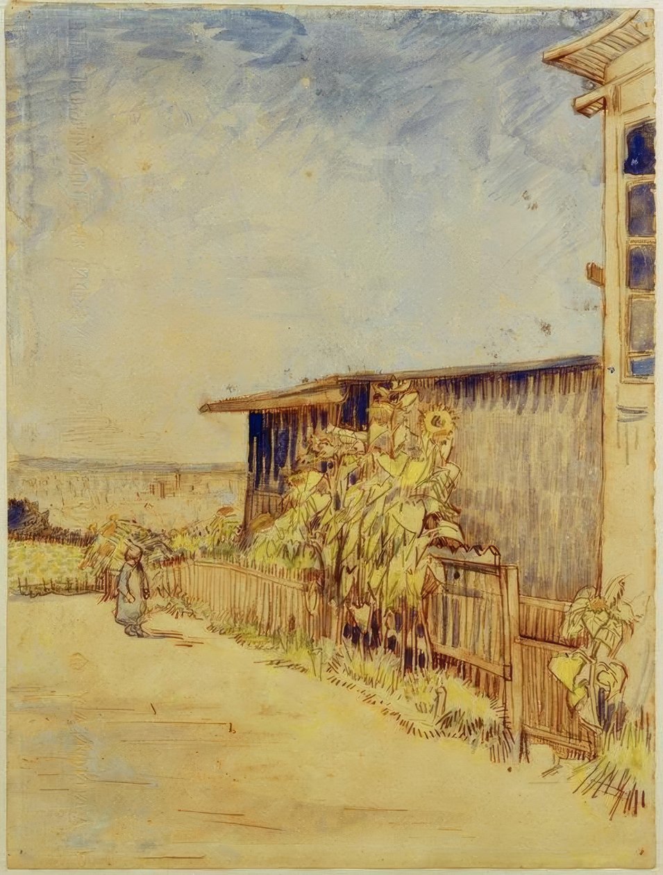 Hangar avec tournesols - Vincent van Gogh