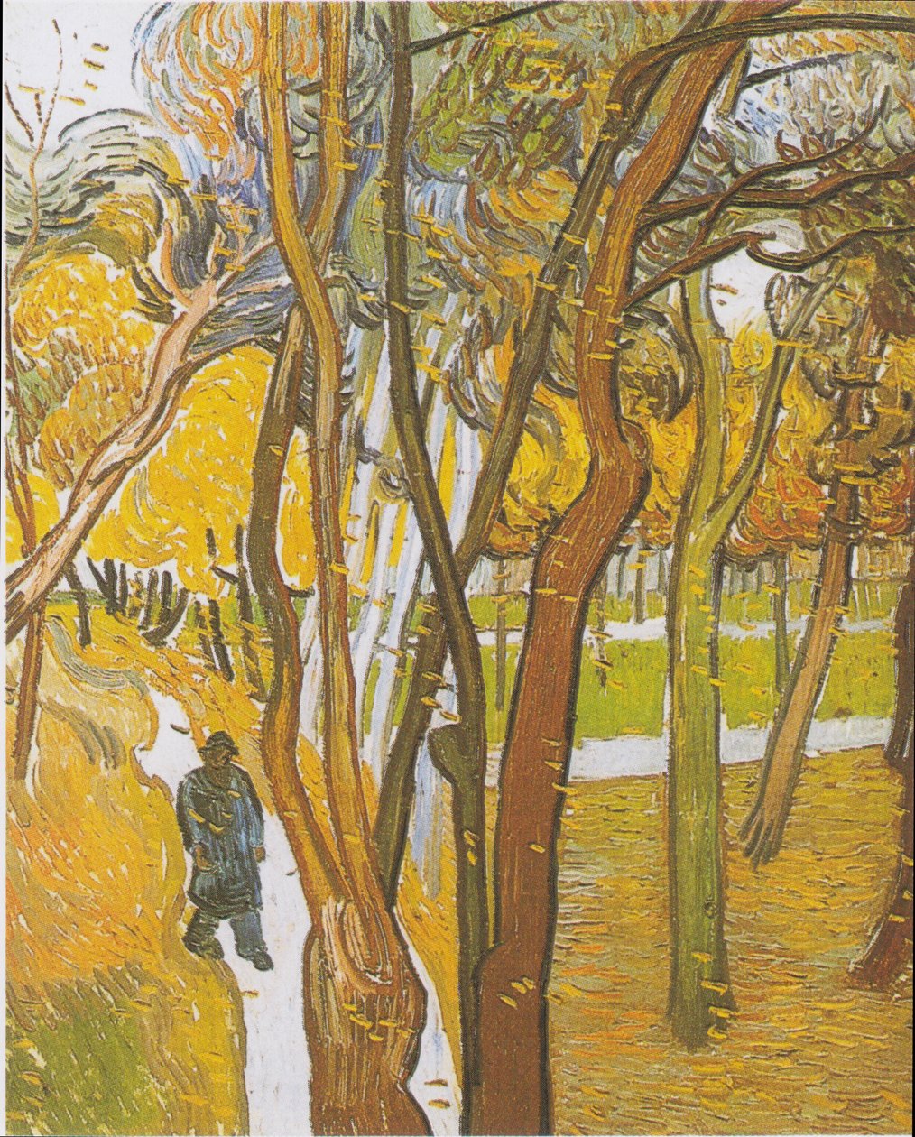 Promeneurs dans le parc avec des feuilles tombantes - Vincent van Gogh