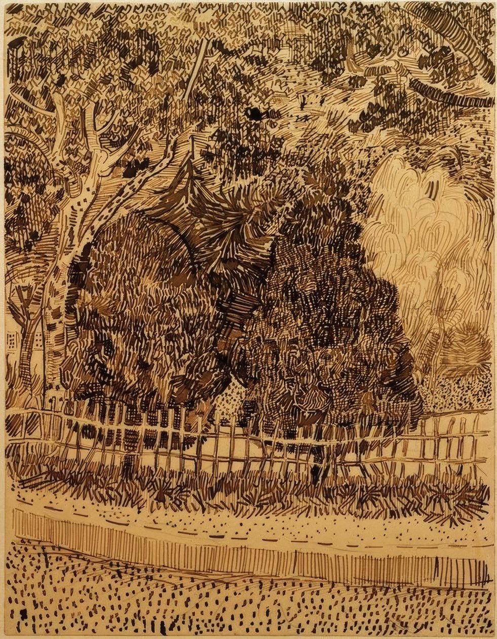Parc avec clôture - Vincent van Gogh