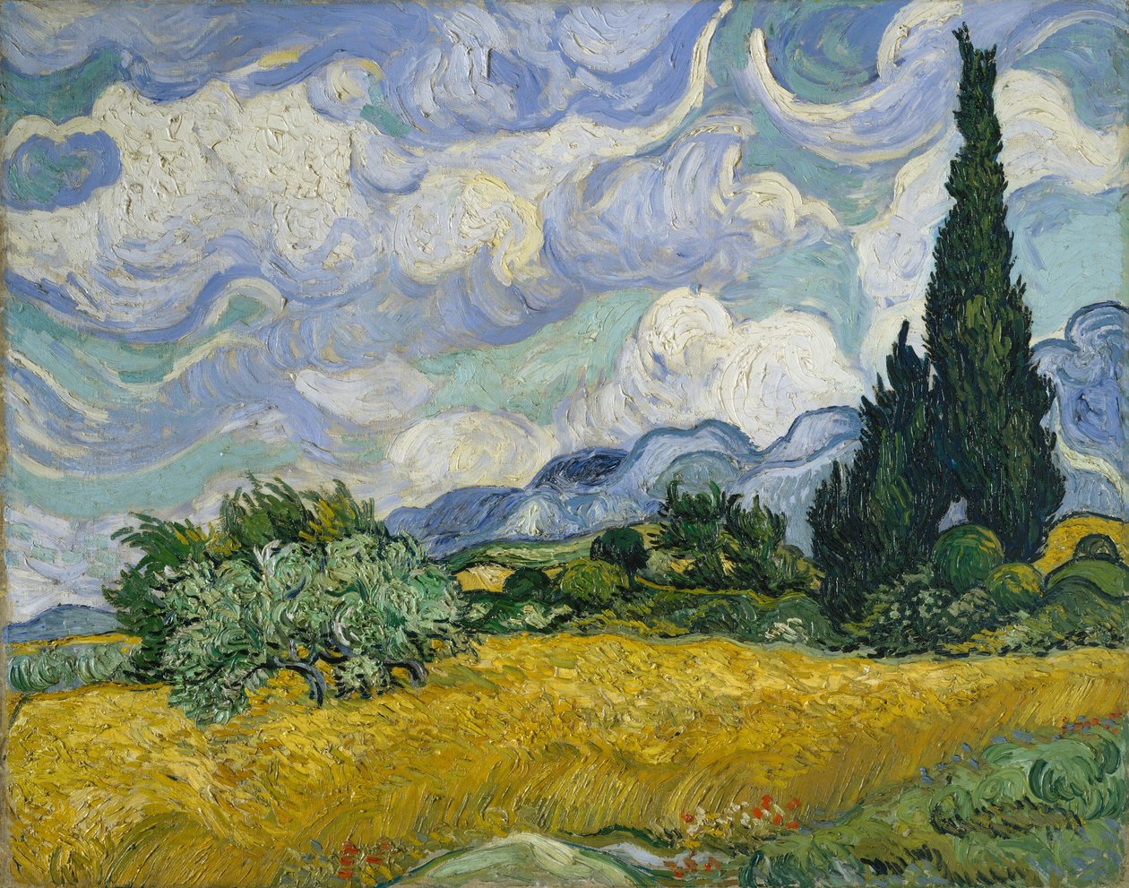 Champ de blé avec cyprès, 1889 - Vincent van Gogh