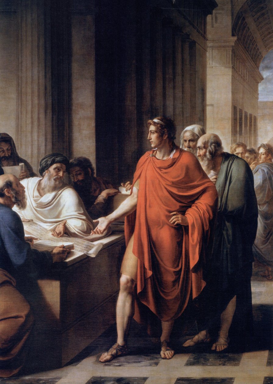 Ptolémée II Philadelphe examinant un rouleau de papyrus - Vincenzo Camuccini