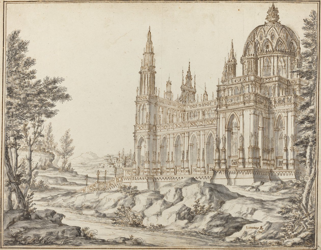 Cathédrale dans un paysage - Vincenzo dal Re