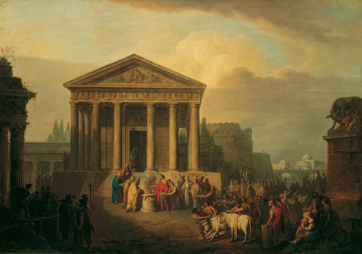 Sacrifice devant un temple romain - Vinzenz Fischer