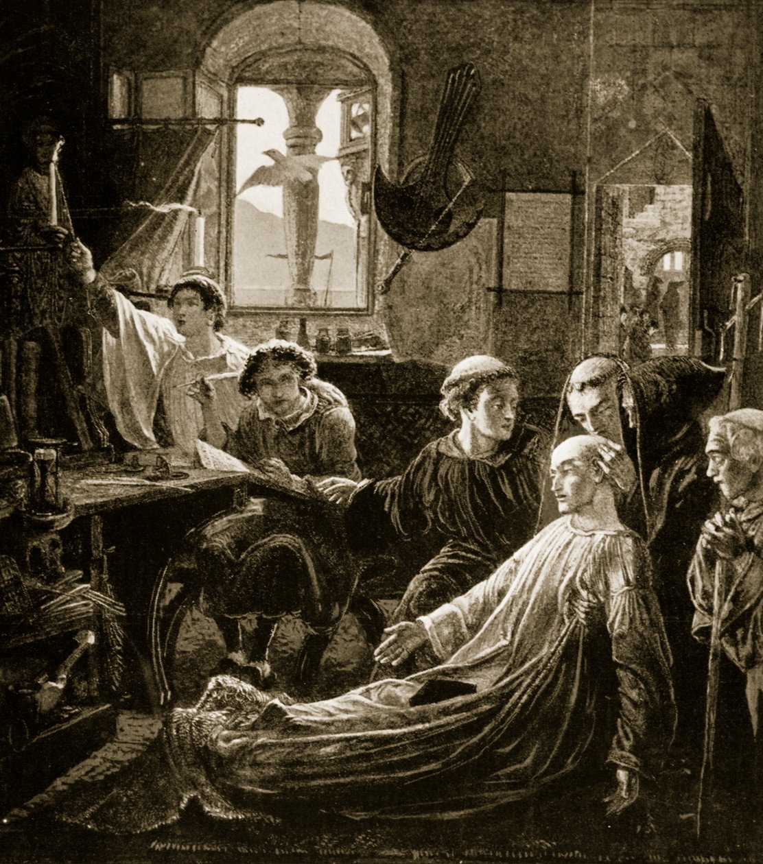 La mort du Vénérable Bède, 735 - W. Bell Scott