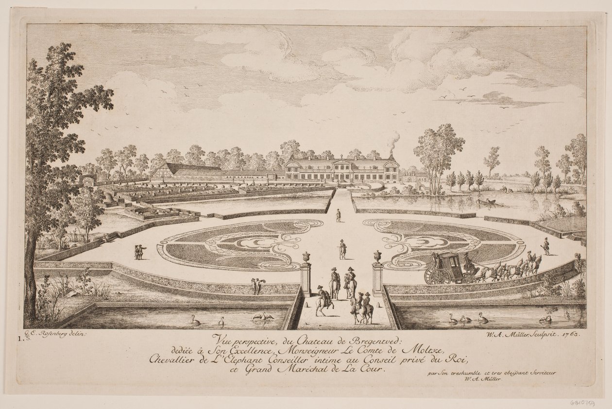 Vue perspective du Château de Bregentved - W.A. Müller