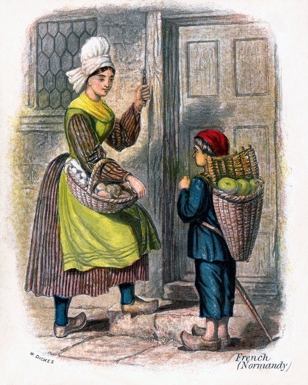 Femme française et enfant vendant des fruits - W Dickes