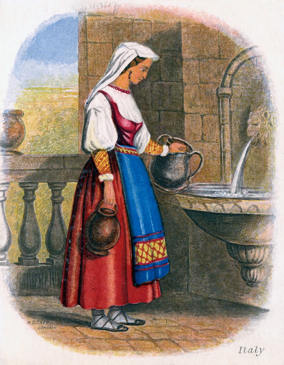 Femme italienne collectant de l