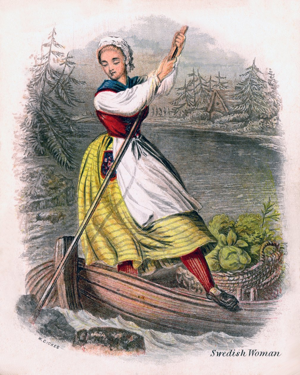 Femme suédoise ramant, 1809 - W. Dickes
