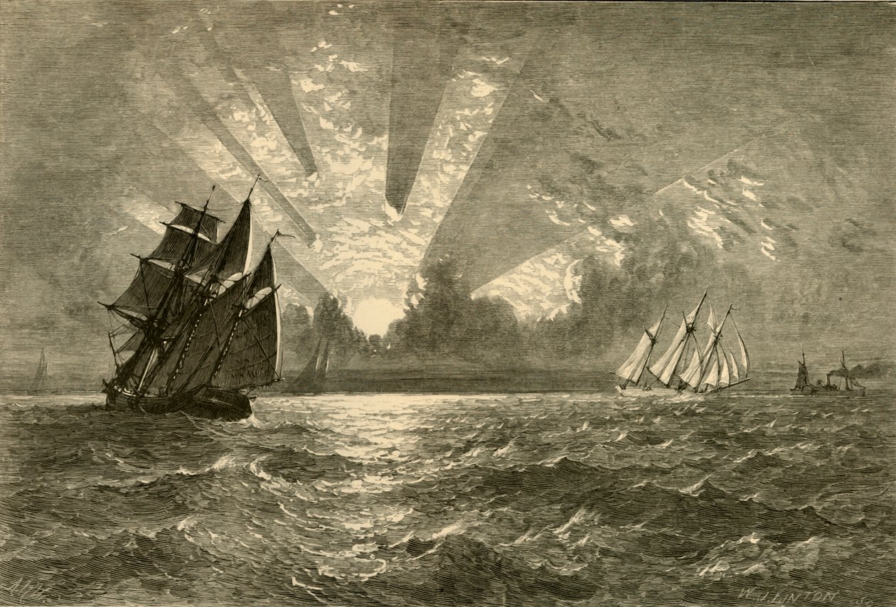 Coucher de soleil, lac Michigan, 1874 - W. J. Linton
