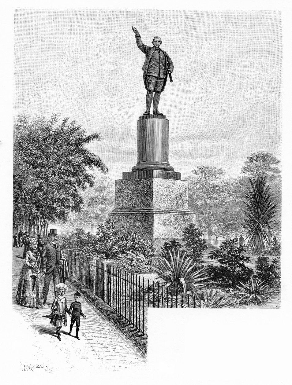 Monument de Cook, Hyde Park, Sydney, Australie, 1886 - W. Macleod