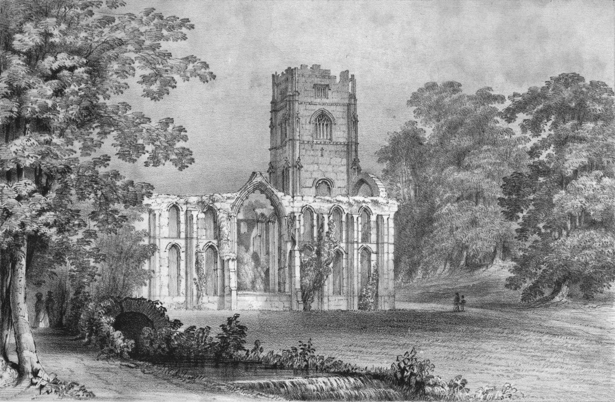 Abbaye de Fountains, 1840 - W Monkhouse