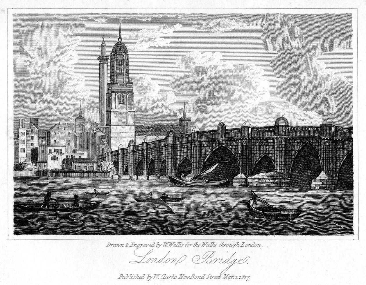 Pont de Londres, Londres, 1817 - W. Wallis