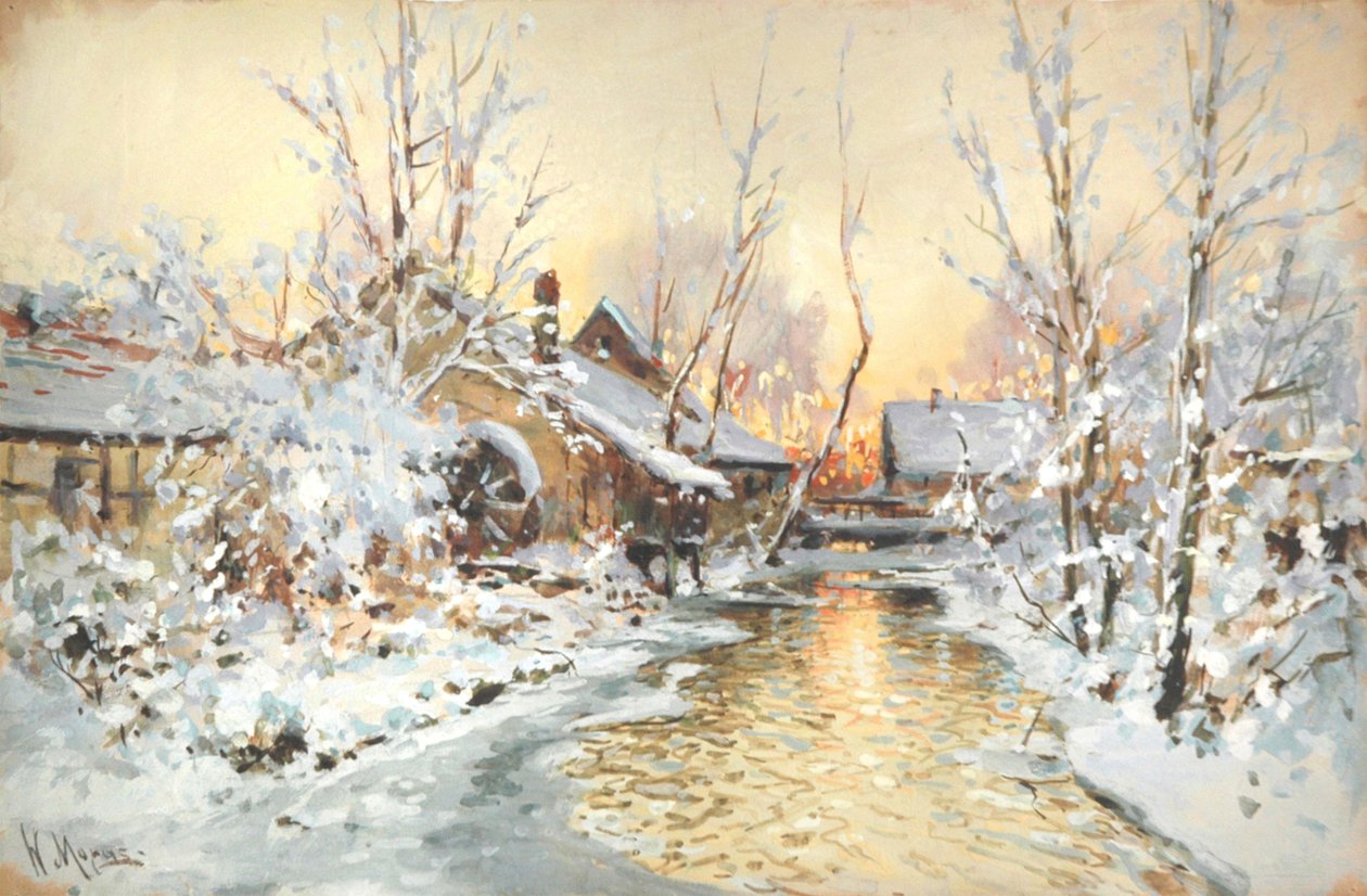 Moulin à eau enneigé - Walter Moras