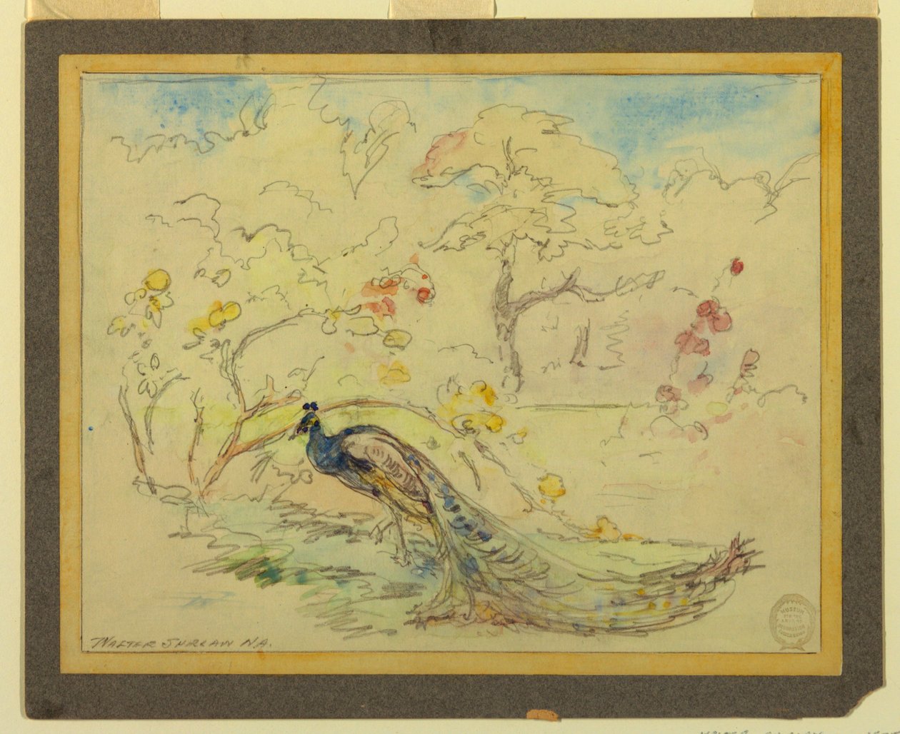 Paon dans un jardin - Walter Shirlaw