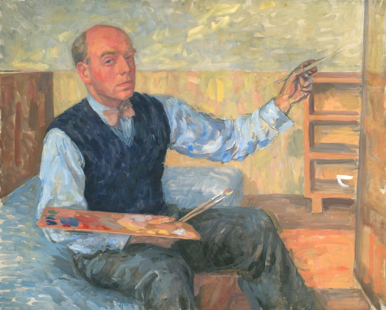 Autoportrait avec palette et pinceau - Walther Gamerith