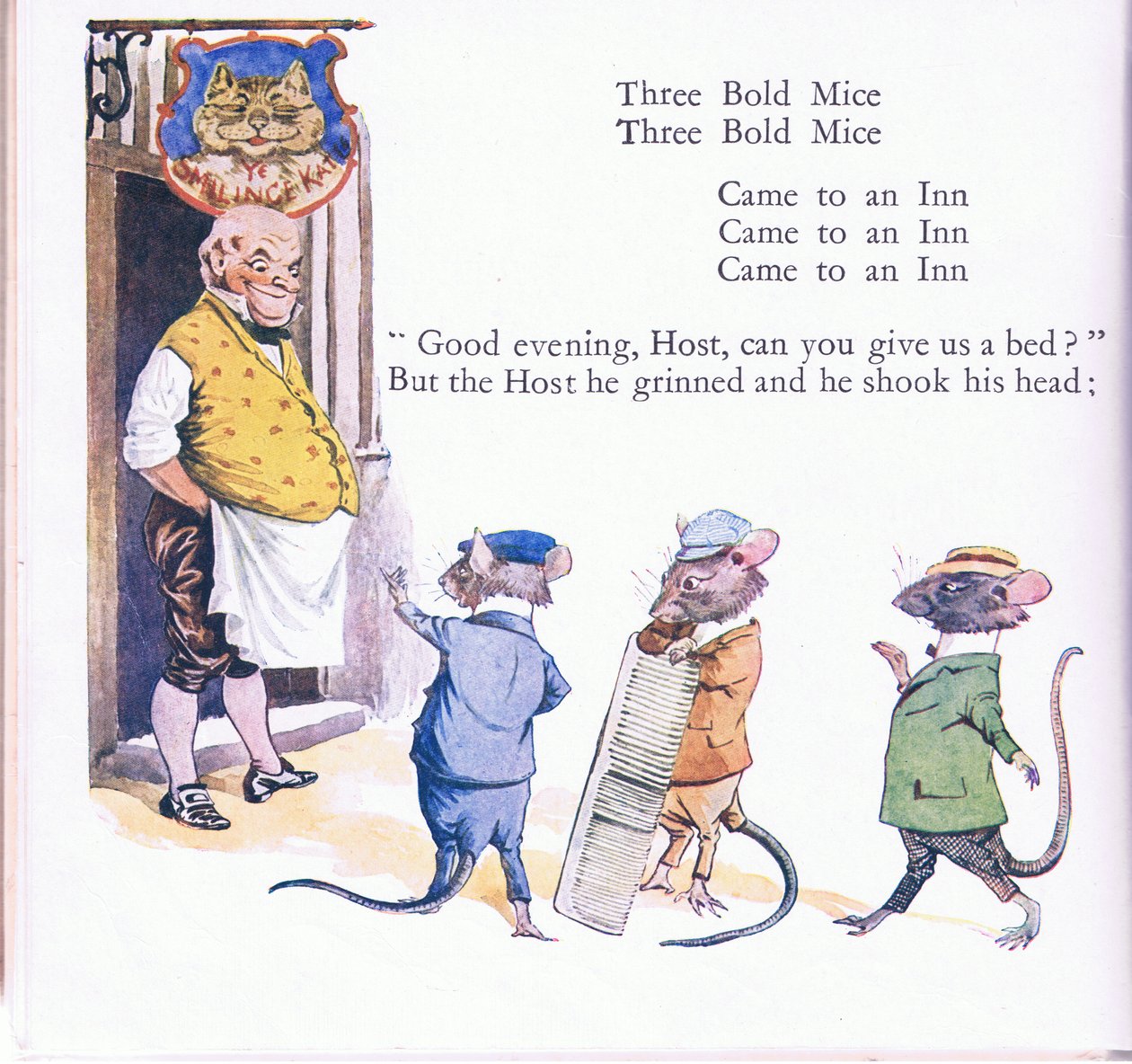 Trois souris audacieuses, trois souris audacieuses, viennent à une auberge - Walton Corbould