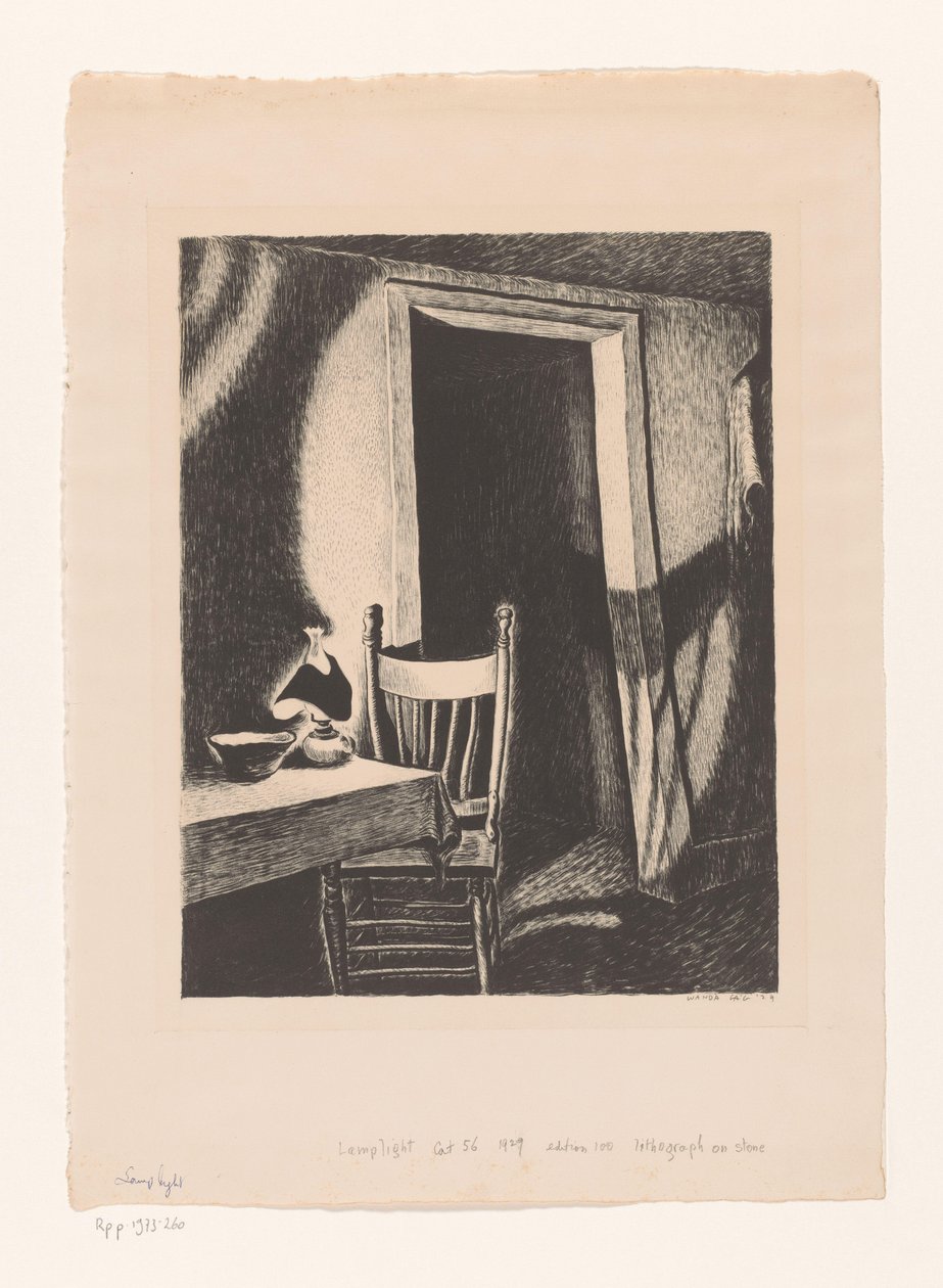 Intérieur à la lumière de la lampe - Wanda Gág (signed by artist)