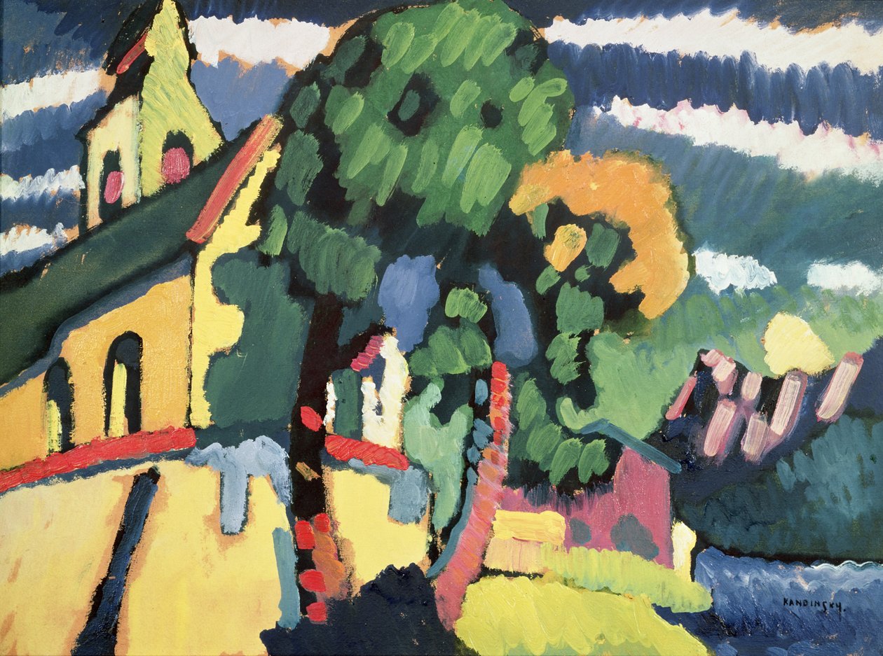Paysage bavarois avec une église - Wassily Kandinsky