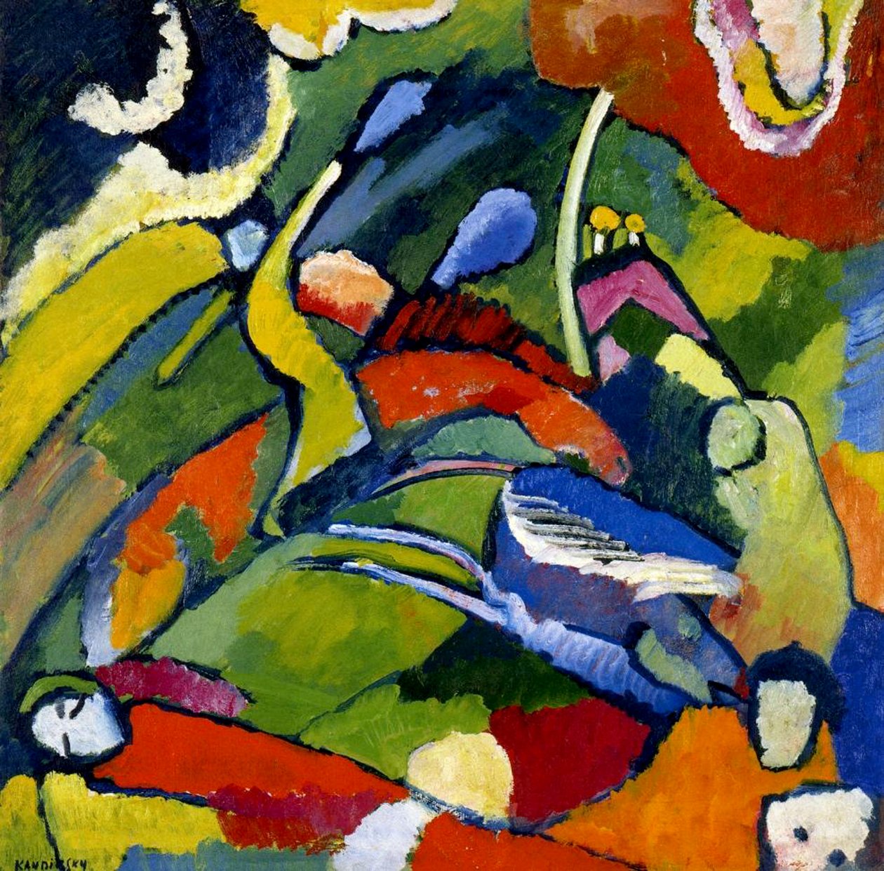 Deux cavaliers et une figure allongée, vers 1909-10 - Wassily Kandinsky