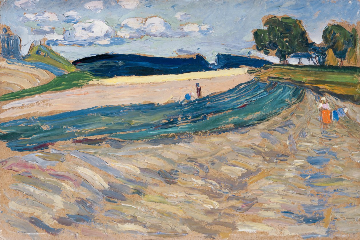Paysage avec champ jaune - Wassily Kandinsky
