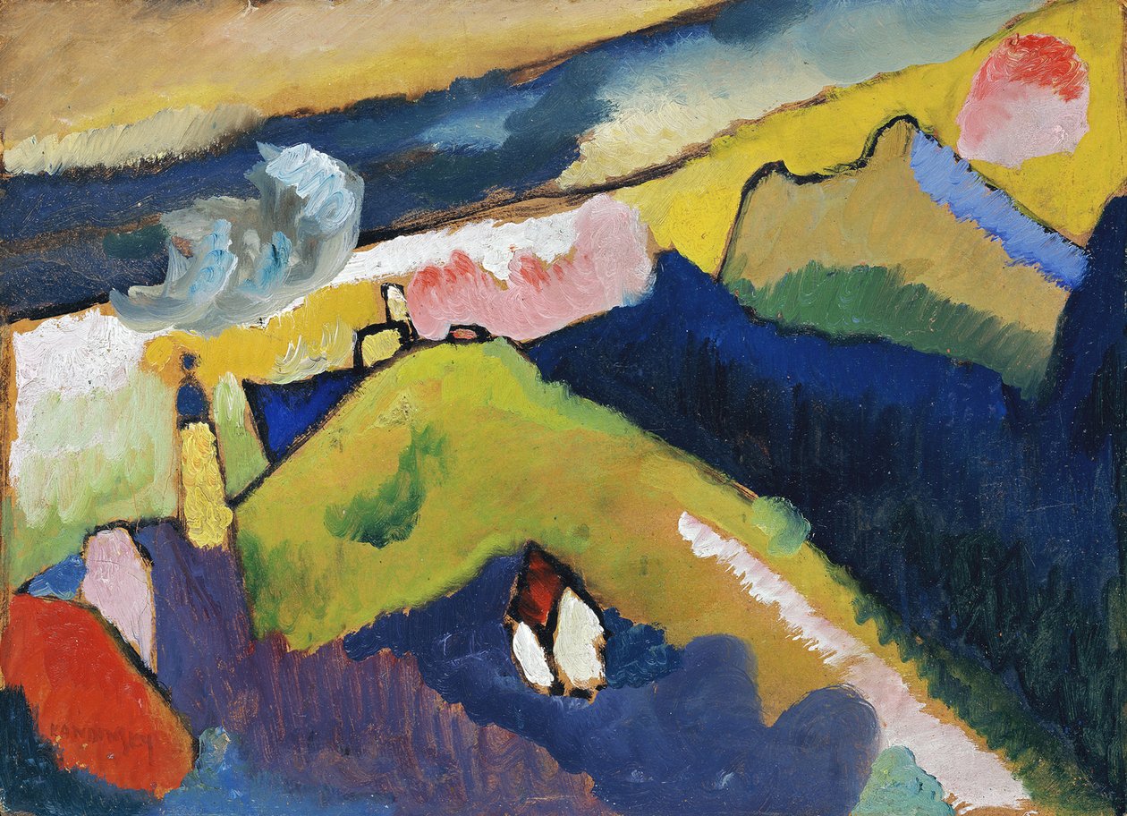 Murnau. Paysage de montagne avec église, 1910 - Wassily Kandinsky