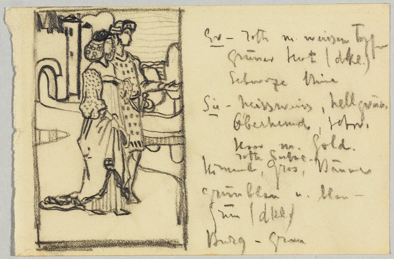 Couple en costume médiéval devant un château - Wassily Kandinsky