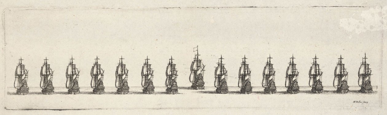 Une flotte en ligne - Wenceslaus Hollar