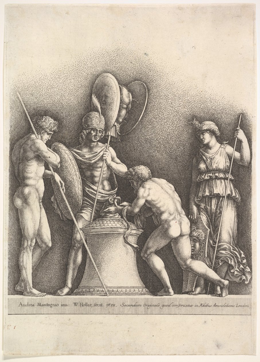 Quatre figures classiques, sacrifice païen, 1638 - Wenceslaus Hollar