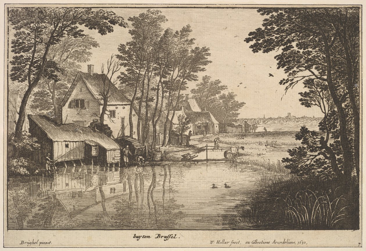 Paysage avec un pêcheur, 1650 - Wenceslaus Hollar