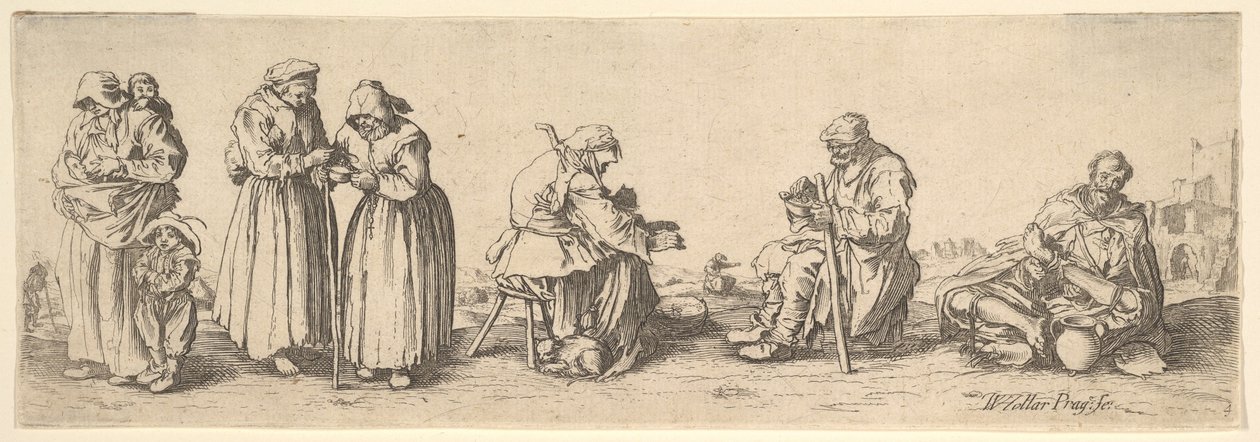 Six mendiants hommes et femmes, 1630 - Wenceslaus Hollar
