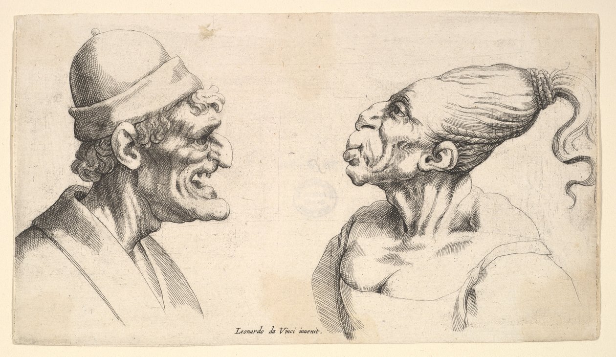 Deux têtes déformées, 1625-77 - Wenceslaus Hollar