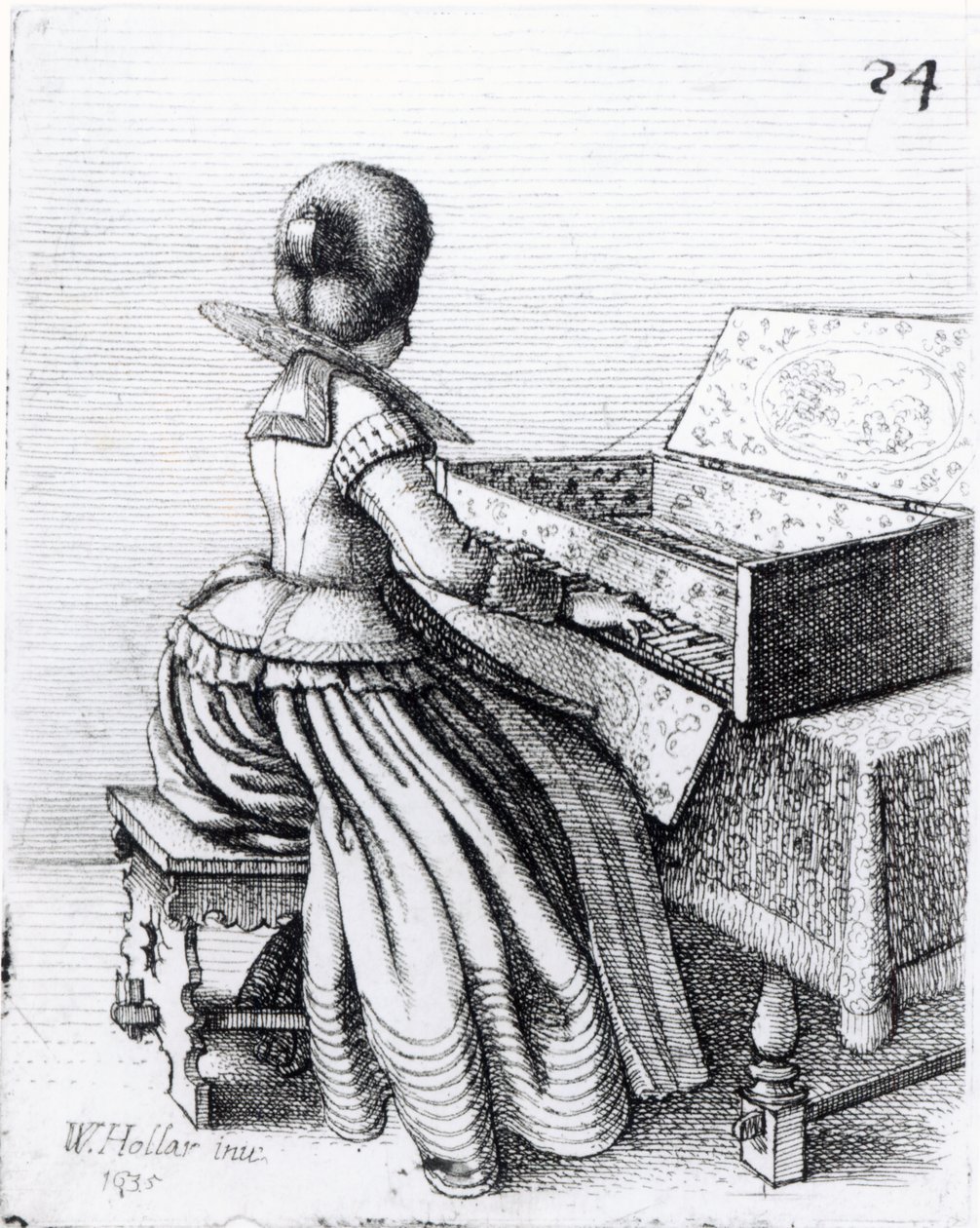 Femme jouant au clavier, 1635 - Wenceslaus Hollar