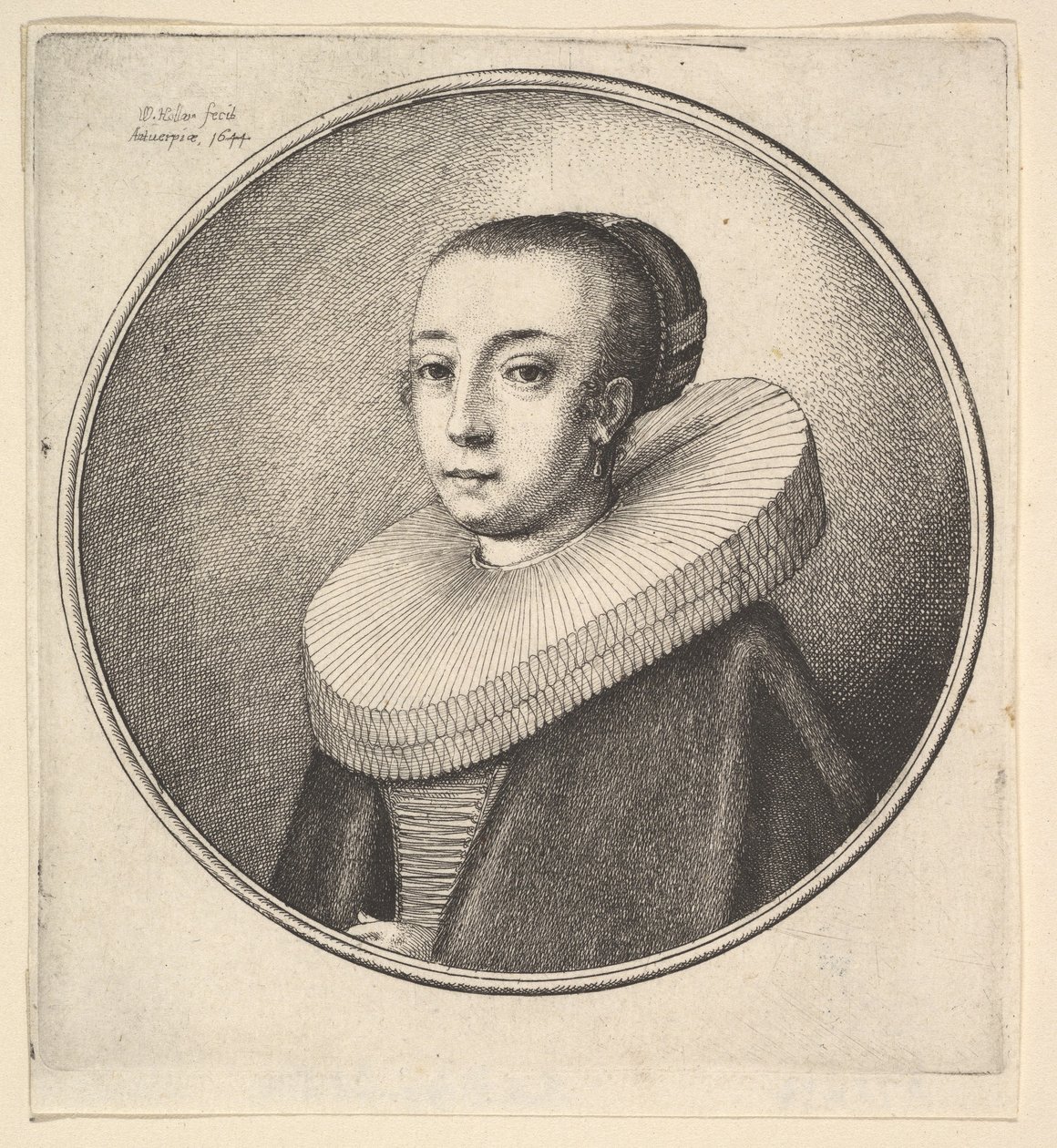Femme avec collerette circulaire en dentelle, 1644 - Wenceslaus Hollar